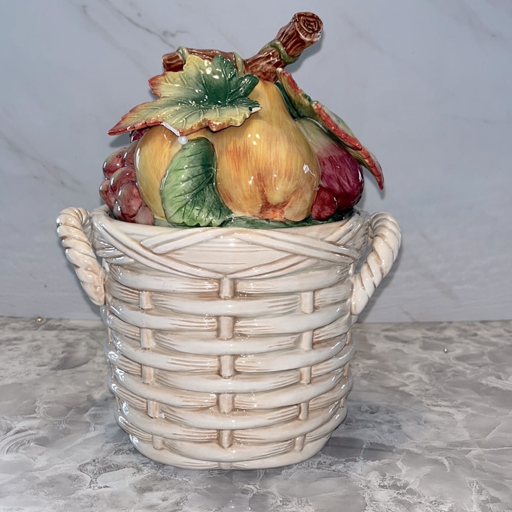 NEW Fitz and Floyd country gourmet candy jar / cookie jar vtg